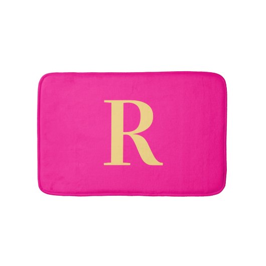 Minimale moderne Monogramm Hot Pink Badematte (Vorderseite)
