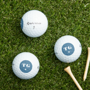 Minimale moderne Monogramm-Initialen Blue Stars Golfball