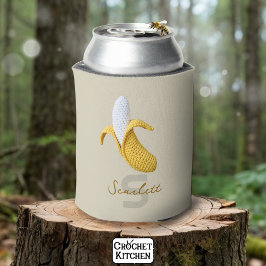 Minimale moderne Monogramm Name Crochet Banana Dosenkühler