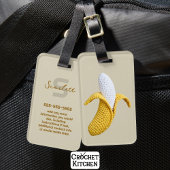 Minimale moderne Monogramm Name Crochet Banana Gepäckanhänger