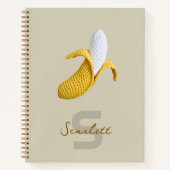 Minimale moderne Monogramm Name Crochet Banana Notizblock (Vorderseite)