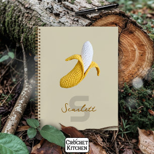 Minimale moderne Monogramm Name Crochet Banana Notizblock