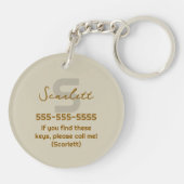 Minimale moderne Monogramm Name Crochet Banana Schlüsselanhänger (Rückseite)