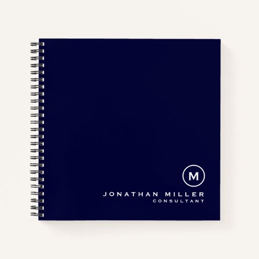 Minimale moderne monogramm Navy Graph Notizblock (Vorderseite)