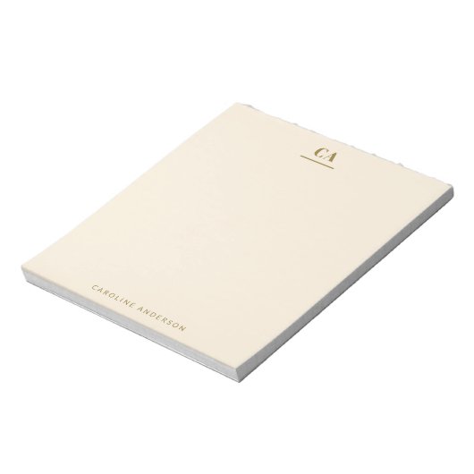 Minimale moderne Monogramm personalisierte Ockercr Notizblock (Rotiert)