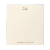 Minimale moderne Monogramm personalisierte Ockercr Notizblock (Vorderseite)