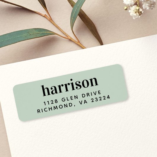 Minimale moderne monogramm Sage Green Rücksendeadr