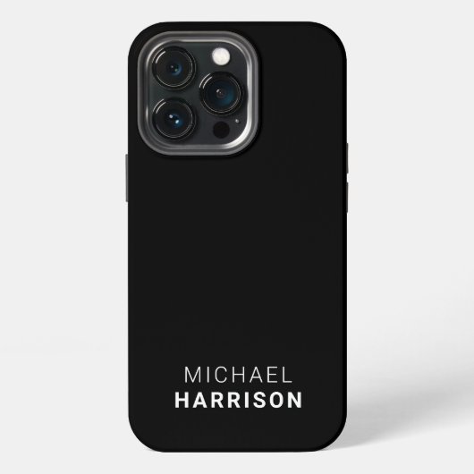 Minimale moderne Monogramm-Schwarz iPhone Hülle (Hinten)