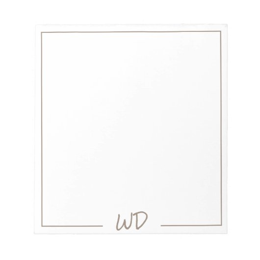 Minimale moderne neutrale Mit Monogramm Initiale Notizblock (Vorderseite)