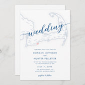 Minimale moderne Popponesset Inn Map Hochzeit Einladung (Vorne/Hinten)