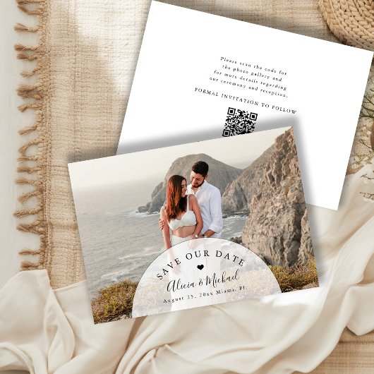 Minimale moderne QR-Code-Foto-Hochzeit Save The Date