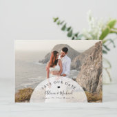 Minimale moderne QR-Code-Foto-Hochzeit Save The Date (Stehend Vorderseite)