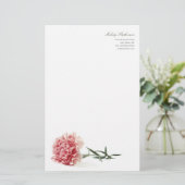 Minimale moderne rosa Gartennelken-persönliches Briefpapier (Stehend Vorderseite)