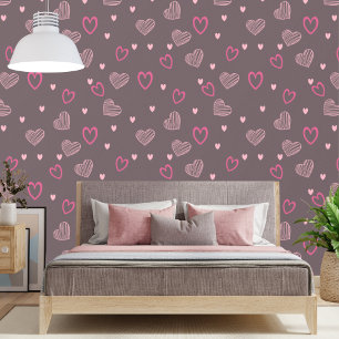 Minimale moderne rosa Herzform Tapete