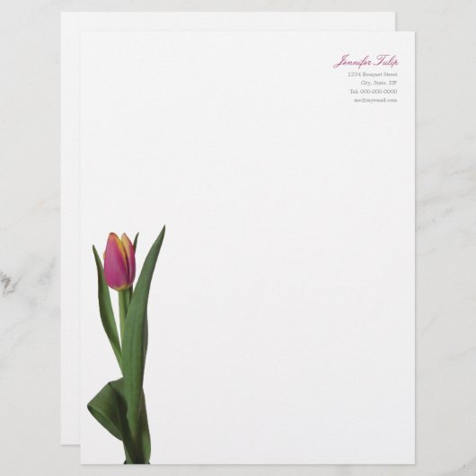 Minimale moderne rosa Tulpe-persönlicher Briefkopf (Vorne/Hinten)