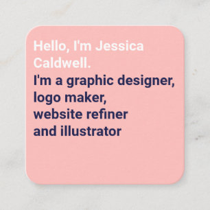 Minimale moderne rosa und blau einfache grafische  quadratische visitenkarte