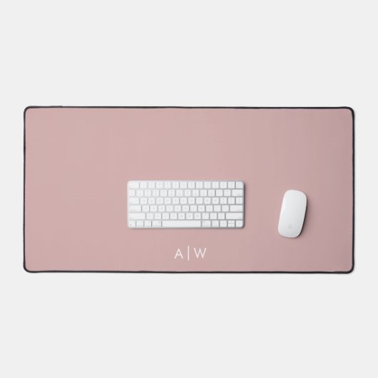 Minimale moderne Rose Monogram Initials Office Schreibtischunterlage (Tastatur & Maus)