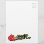 Minimale moderne rote gelbe Rosen-persönlicher Briefbogen (Vorderseite)