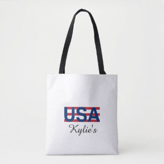 Minimale moderne rote und blaue US-Typografie Tasche