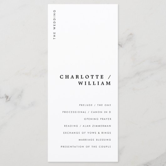 Minimale moderne schicke Typografie Hochzeit Programm (Vorderseite)