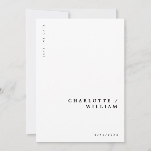 Minimale moderne schicke Typografie Hochzeit Save The Date (Vorderseite)