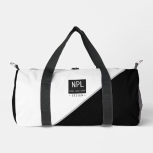 Minimale, moderne Schwarz-Weiß-Firma oder Name Duffle Bag