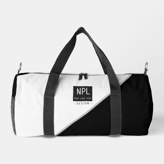 Minimale, moderne Schwarz-Weiß-Firma oder Name Duffle Bag (Rückseite)
