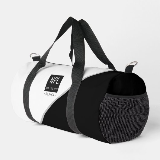 Minimale, moderne Schwarz-Weiß-Firma oder Name Duffle Bag (Rechte Ecke)