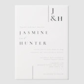 Minimale moderne Schwarz-Weiß-Monogramm-Hochzeit Pergament Einladungen (Vorderseite)