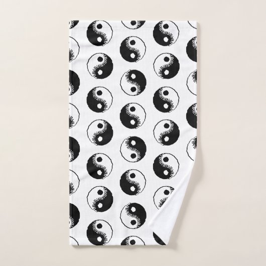 Minimale moderne Schwarz-Weiß Yin Yang Muster Badhandtuch Set (Handtuch)