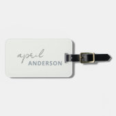 Minimale moderne Schwarz-weiße Duskygrau-Schrift Gepäckanhänger (Vorderseite horizontal)