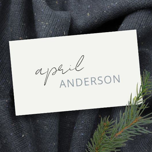 Minimale moderne Schwarz-weiße Duskygrau-Schrift Visitenkarte