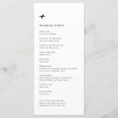 Minimale moderne schwarz-weiße Hochzeitsprogramm Programm (Rückseite)