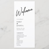 Minimale moderne schwarz-weiße Hochzeitsprogramm Programm (Vorderseite)