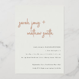 Minimale moderne Schwarz-weiße Script-Verlobung Folieneinladung