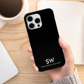 Minimale moderne schwarze Anfangsmonogramm iPhone Hülle