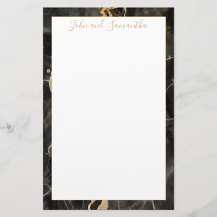 Minimale moderne Schwarze Marmorhochzeit Briefpapier