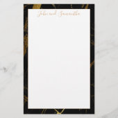 Minimale moderne Schwarze Marmorhochzeit Briefpapier (Vorderseite)
