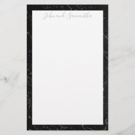 Minimale moderne Schwarze Marmorhochzeit Briefpapier