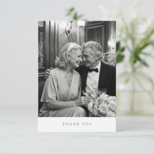Minimale moderne schwarze Typografie Foto-Jubiläum Dankeskarte