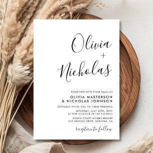 Minimale moderne Script-Kalligrafie Monogram Weddi Einladung