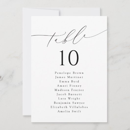 Minimale moderne Script-Tischnummer-Sitzungstabell Einladung (Vorderseite)