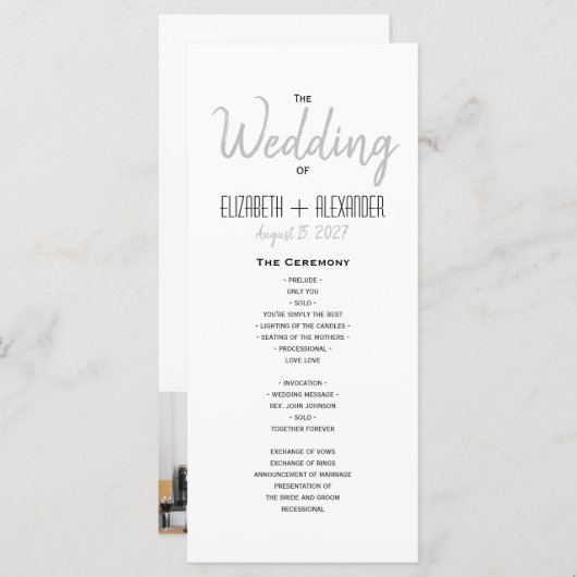 Minimale moderne Skripthochzeit Programm (Vorne/Hinten)