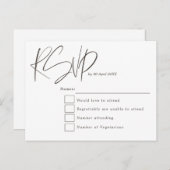 Minimale moderne Skripttypografie Hochzeit RSVP Postkarte (Vorne/Hinten)