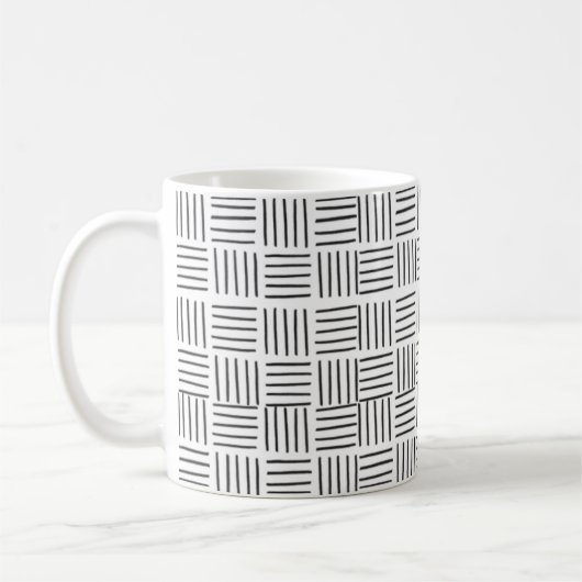Minimale moderne Square Linien Schwarz & Weiß Must Kaffeetasse (Links)