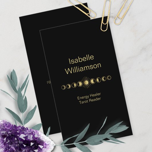 Minimale moderne Sterne Amethyst Mystical Moon Pha Visitenkarte
