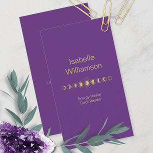 Minimale moderne Sterne Amethyst Mystischer Mondph Visitenkarte