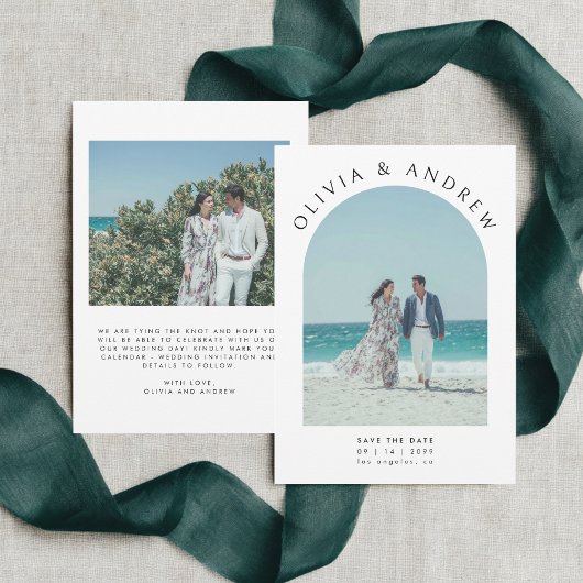 Minimale moderne Typografie Arch Foto Hochzeit Save The Date