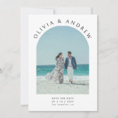 Minimale moderne Typografie Arch Foto Hochzeit Save The Date (Vorderseite)