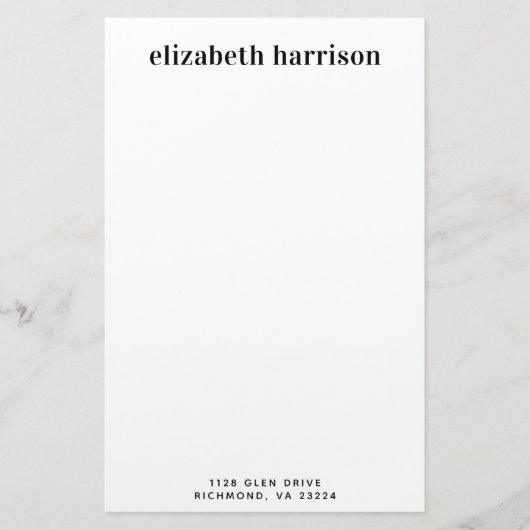 Minimale moderne Typografie Name Rücksendeadresse Briefpapier (Vorderseite)